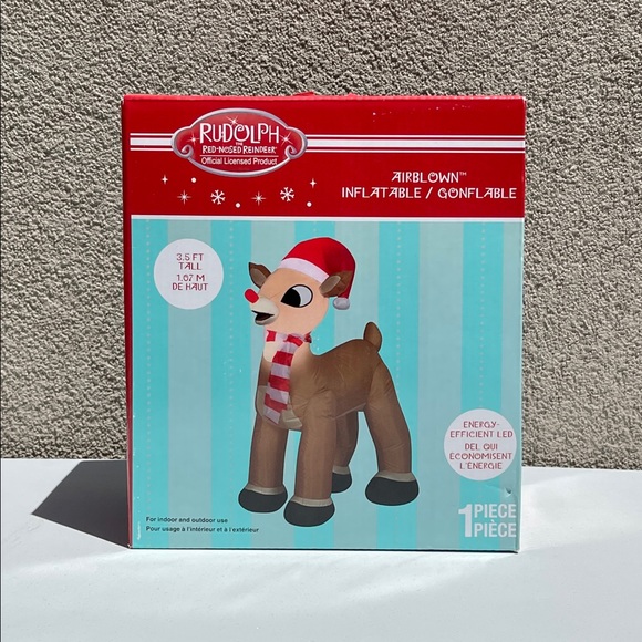 Rudolph The Red Nosed Reindeer 3.5' Airblown Inflatable w/ Light Up Nose - Gemmy - Picture 3 of 8